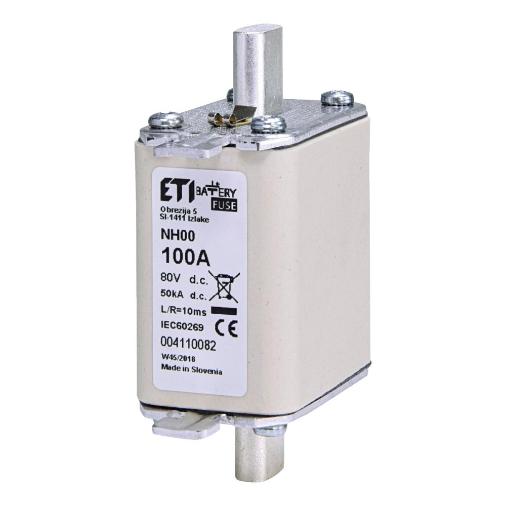 Nožová pojistka DC M00 gBat 100A/80V DC Nožová pojistka DC M00 gBat 100A/80V DC